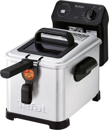 Tefal FR5160 Filtra Pro Electric Deep Fryer | 4 L Oil Capacity | Filter Basket for Cleaner Oil | Dishwasher-Safe Parts | Viewing Window | Adjustable Temperature Control | Black/Stainless Steel