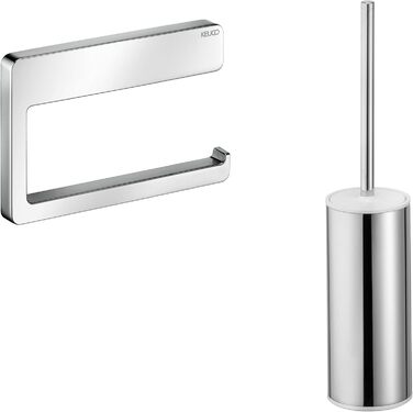KEUCO WC-Set, Toilet brush set with holder, open-form toilet paper holder, made of metal, high-gloss chrome-plated, wall-mounted, Collection Moll