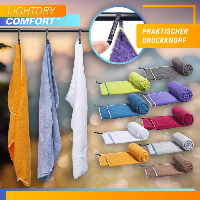 LightDry® Original Мікрофіброве спортивне рушник для подорожей та рюкзака - спортивне рушник для басейну та фітнесу, швидковисихаюче, легке, антибактеріальне (60 x 30 см, фіолетовий)