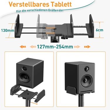 Підставка для колонок ELIVED, регульована висота, з висувною платформою та внутрішнім каналом для кабелів, 5 кг, 1 шт.
