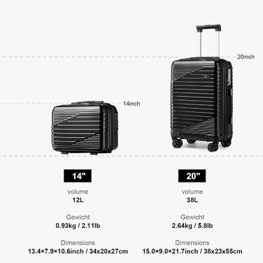 Набір валіз Sea Choice 4 шт. з жорстким корпусом: S/M/L/XL (Тролі, Чемодан, Beauty Case) з розширенням, TSA-замок, YKK блискавка, чорний