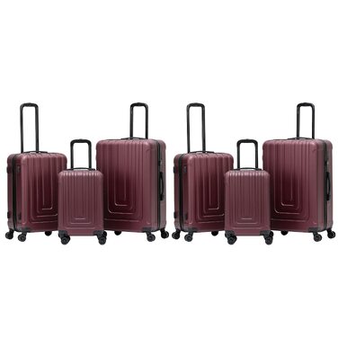 Набір валіз Flight Knight Premium з ABS-пластику, TSA-замком та USB-портом, 8 коліс (S 55см, M 67см, L 76.5см), бордовий