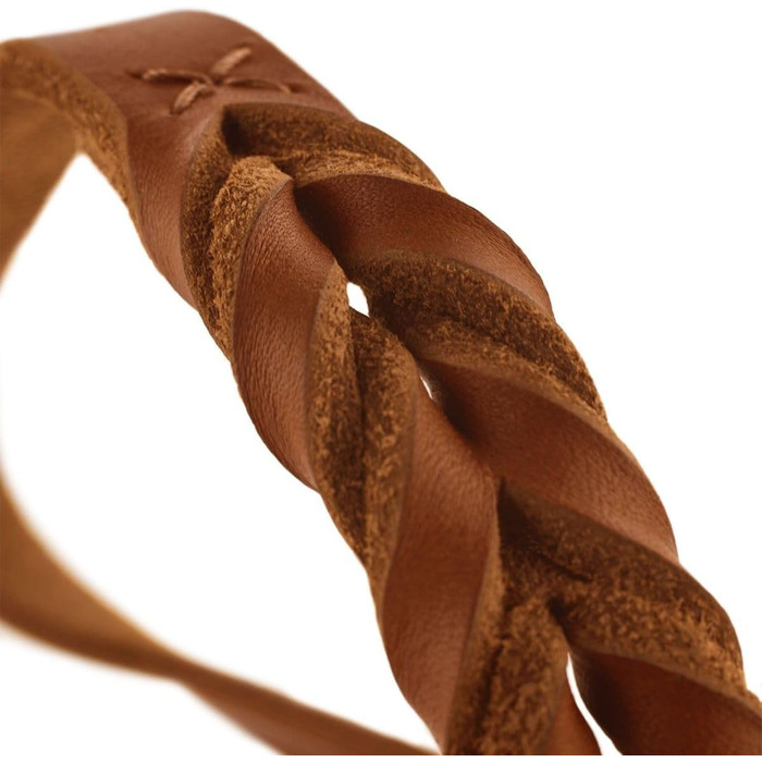 HUNTER Нашийник для дрессури SOLID EDUCATION, колір: коньяк, міцне шкіряне плетиво, з кільцем-обмежувачем, Made in Germany, розмір: M-L