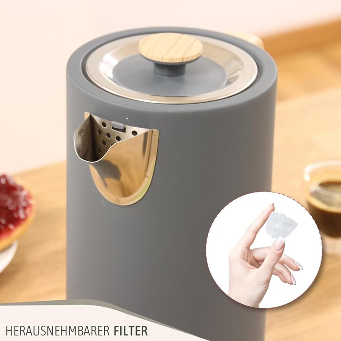 Тостер Briebe Nordic Set з водоваркою 1.7л, 2 відділення, 6 режимів підсмажування, сірий, BPA-free