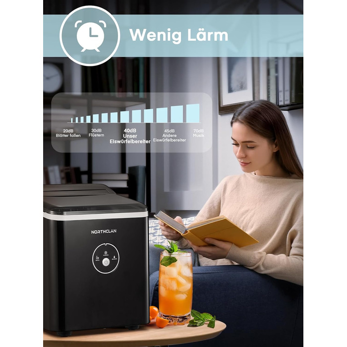 2024 Ice Maker Winner - 14kg Capacity, Fast Ice Production, Quiet Operation, 120W with Scoop & Basket - Compact Ice Maker for Home & Office (Black)