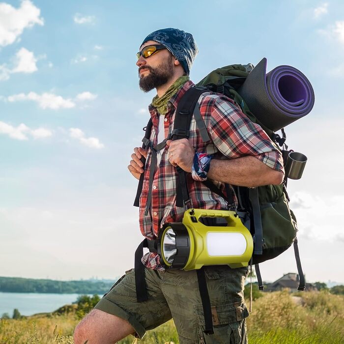 LED ліхтар-прожектор 1000 люмен, акумуляторний CREE, з Powerbank 3600mAh, 10W, регулювання яскравості, 3 режими, 2 рівні, USB-кабель, для кемпінгу та надзвичайних ситуацій