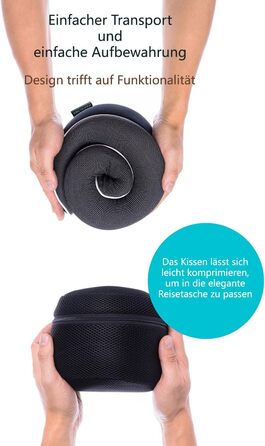 Proglobe Neck Pillow, Travel Pillow 100% Memory Foam, Orthopedic Neck Support, Ideal for Travel by Airplane, Car, Train, with 3D Sleep Mask, High-Quality Mesh Bag (Black)