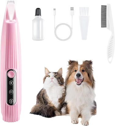 Триммер для собак LOEVERY з LED-підсвічуванням, 9 мм, USB-зарядка, рожевий. Ідеально для догляду за лапами, очима, обличчям та вухами