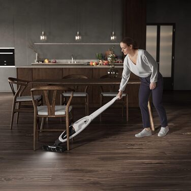 AEG HYGIENIC 5000 AS52HP25SH Cordless Vacuum Cleaner / 2in1 / Pleasantly Quiet at 80 dB(A) / 58% Recycled Material / Up to 55 Minutes of Runtime / Automatic / Self-Standing / Suitable for All Floors / Includes Accessories, White Model 2023 25.2V White Complete Accessories