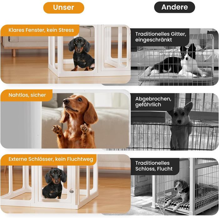 Клітка-біговий вольєр для цуценят Gardner Pet Acryl з акрилу, 60 см, 8 панелей, для дому, складана, прозора, з присосками, підходить для цуценят, кроликів, котів, свиней, білий