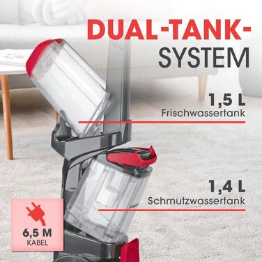 CLEANmaxx Аквастрім - 3 в 1: миття, чистка, всмоктування | Мийний пилосос з вібраційними щітками та боковими щітками | Для чистоти на практично будь-якому килимі