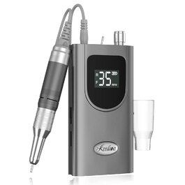 Електрична нігтьова фрезер Kredioo з LED-дисплеєм та 6 насадками для гель та акрил (35000 об/хв)