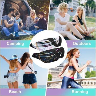 Спортивна поясна сумка Flintronic: світловідбиваюча, водонепроникна, з відділенням для карт. Ідеальна для подорожей, піших прогулянок, велоспорту та активного відпочинку. Комплект 2 шт (чорний + сріблястий)