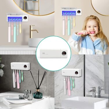 Стерилізатор зубних щіток DSHOW UV з таймером, бездротовий, настінний, 2000mAh, білий
