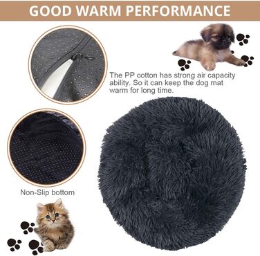 Кругле м'яке ліжко для собак та котів Haoye, плюшеве, зручне, миється, Ø 50 см, бордовий