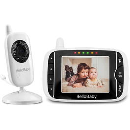 Дитячий відеоняня HelloBaby HB32 з камерою, 3.2' LCD екран, двосторонній зв'язок, нічне бачення, моніторинг температури, білий