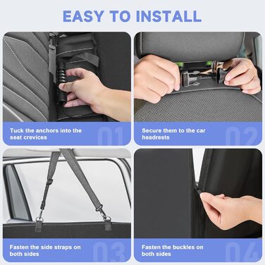 Захист для заднього сидіння автомобіля для собак з жорстким дном, 400 lbs, водовідштовхувальний, з сіткою, чорний, розмір L (147x75 см), штучна шкіра