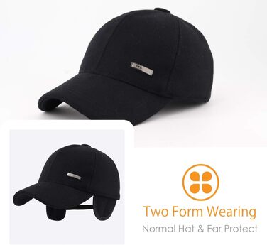 Зимова шапка-кепка Gisdanchz 22-23 з навушниками та металевою застібкою, 56-60 см, чорна