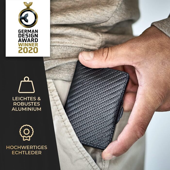 ZNAP® Slim Wallet: Тонкий картхолдер для чоловіків з RFID захистом, карбон, 12 карт