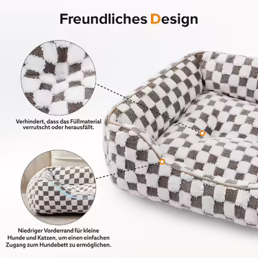 FURTIME Dog Bed - Large Dogs, Non-Slip Dog Beds, Washable Dog Basket, Anti-Anxiety Plush Dog Bed, Suitable for Large Labrador Retrievers, German Shepherds, 89×63×23 cm (L(76×61×23 cm), Chocolate)
