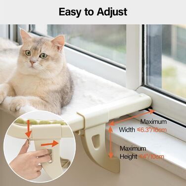 MEWOOFUN Cat Hammock Window Cat Bed Window Sill for Cats - 50x36cm Cat Bed for Radiator Cat Hammock with Soft Bed, Detachable Suction Cup Free Holds 18kg (Green L)