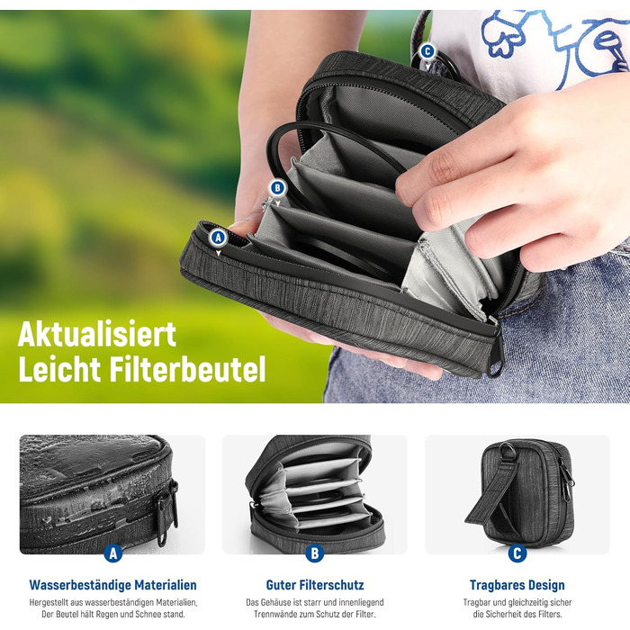 NEEWER Набір фільтрів ND 62mm 5-в-1: ND1000, CPL, UV, адаптер, кришка + сумка (62мм)