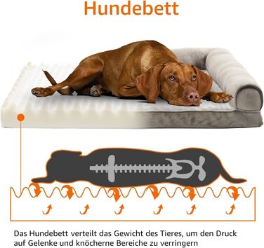 Amazon Basics Foam Dog and Pet Bed with Removable Cover, Gray, (L x W x H) (U-shaped Sofa - Brown, 112 x 89 x 20 cm)