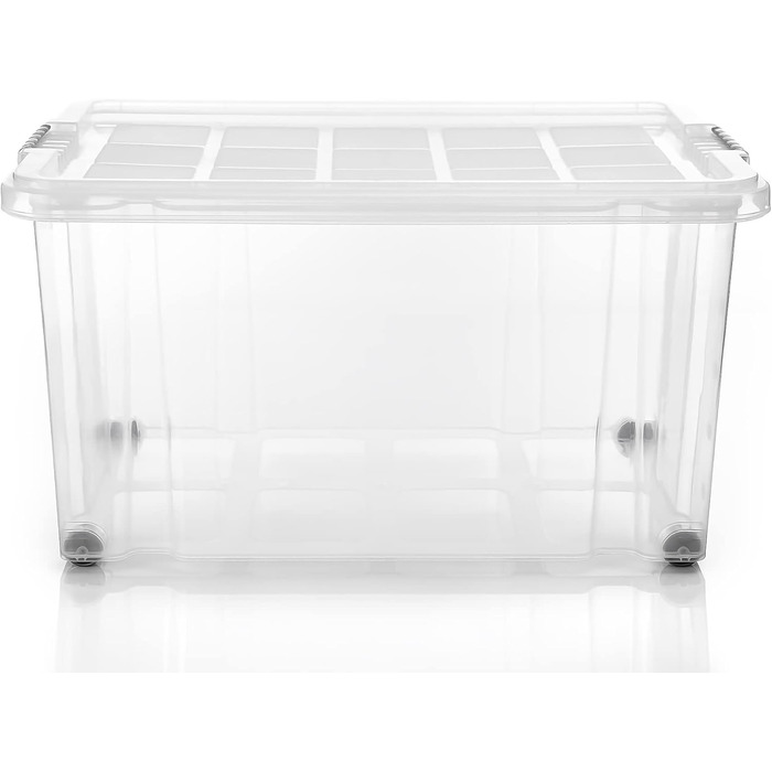 BigDean 4-Piece 60L Storage Boxes with Lid Large Steel - Stackable, Robust Box, BPA-Free - Rollable Storage Box with Secure Click Closures - Made in Germany (White)