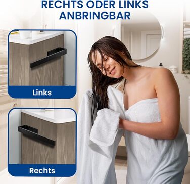 Тримач для рушників RTM R на стіну, з алюмінію, чорний матовий, 32 см