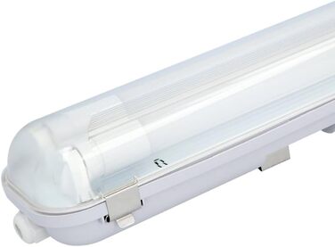 HOFTRONIC LED Damp-Proof Light 150cm Cool White 60W 10500lm Flicker-Free Linkable T8 Workshop Lamp IP65 Waterproof Basin Light Double for Garage, Cellar, Office (110lm/W, 4000k)