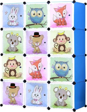 Дитяча шафа-стелаж Brian & Dany з дверцятами, полицями та гачками, блакитна (110x47x147 см)