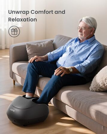 Масажер для ніг RENPHO з глибоким масажем Shiatsu, для фасціїту, з підігрівом, коліном та компресією повітря, подарунок на День батька, розмір взуття до 46, чорний RF-FM059