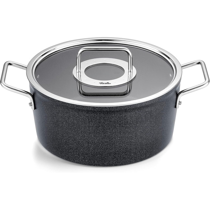 Каструля Fissler Adamant/Aluminium (24 см, 4.9 л) з кришкою з термостійкого скла, антипригарне покриття, для індукційних плит