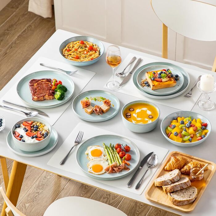 Набір мисок vancasso ANYA (48 шт.) з кераміки, 16.1 см, 840 мл, для мюслі, стійкі до подряпин, підходить для мікрохвильової печі та посудомийної машини (м'ятний колір)