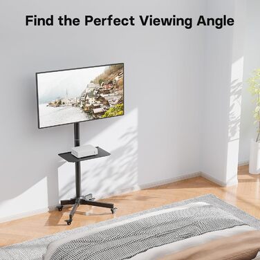 Підставка для телевізора BONTEC на коліщатках для Plasma/LCD/LED телевізорів 23-60 дюймів, регульована по висоті, з підсвічуванням та немаркими колесами, VESA до 400x400, до 40 кг, чорний