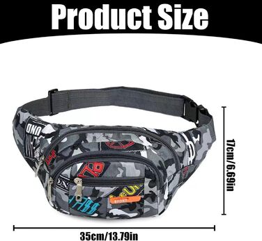 Водонепроникна поясна сумка-рюкзак камуфляжного стилю з багатьма відділеннями для чоловіків, жінок та дітей. Виготовлена з нейлону, ідеальна для бігу, спорту, подорожей та активного відпочинку.