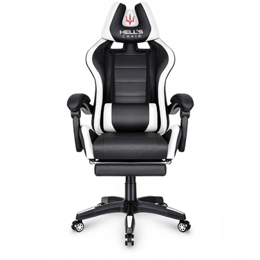 Ігрове офісне крісло Hell's Chair HC-1039 2.0 White з підніжкою
