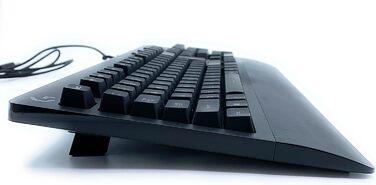 Ігрова клавіатура Logitech G213 Prodigy з RGB-підсвічуванням, програмовані клавіші G, мультимедійне керування, підставка для зап'ястя, захист від бризок, німецька QWERTZ-розкладка - Чорний QWERTZ, німецька версія