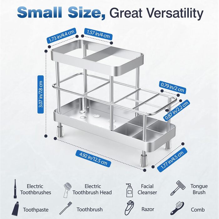 Тримач для зубних щіток Luxspire, нержавіюча сталь, електричний, настінний без свердління, з дренажними отворами для органайзера пасти, 6 відділень (матова срібляста)