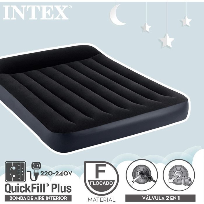 Надувний матрац Intex Klassische 137x191x25 см Fiber-Tech RP (64148ND) - односпальний, для дому та відпочинку