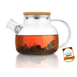 Скляна чайник CnGlass з ситечком 900мл, для листового чаю та квіткового заварювання, стійкий до плити