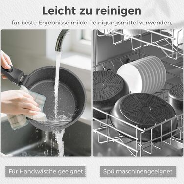 Набір кухонного посуду YASHE 15 предметів: каструлі та сковорідки з гранітно-посудовій поверхні, знімні ручки, складаний, легко миється, сумісний з індукцією, газом та склокерамікою, білий (сірий)