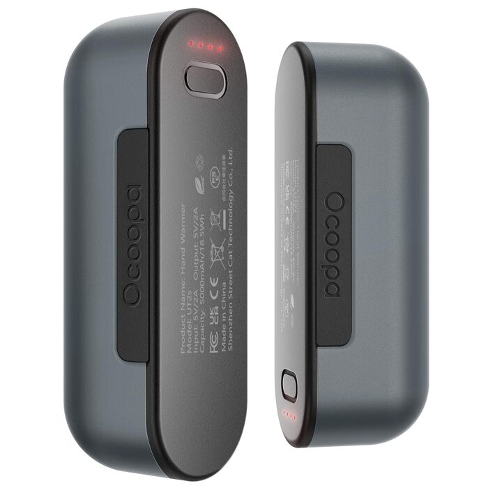 Електричний грілка для рук OCOOPA 10000 mAh (2 шт.), 4 режими нагріву, USB Power Bank для зими, UT2s (MagTwins), сірий