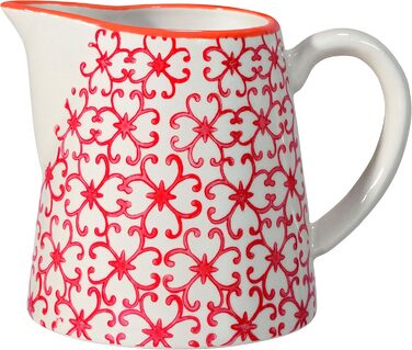 Bloomingville Milk Jug Carla Express Retro Cream Jug Pitcher Small Jug Ø 8.5 x H 8.5 cm, red, Ceramic, holds approx. 250 ml
