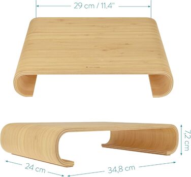 Navaris Monitor Stand - TV Stand - Computer Desk Table Monitor Riser Bank - Light Brown Bamboo Desktop Organizer