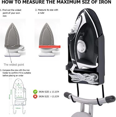 Настінний електричний органайзер для прасування, кошик для прасування, чорний | Зберігання над дверима або на стіні