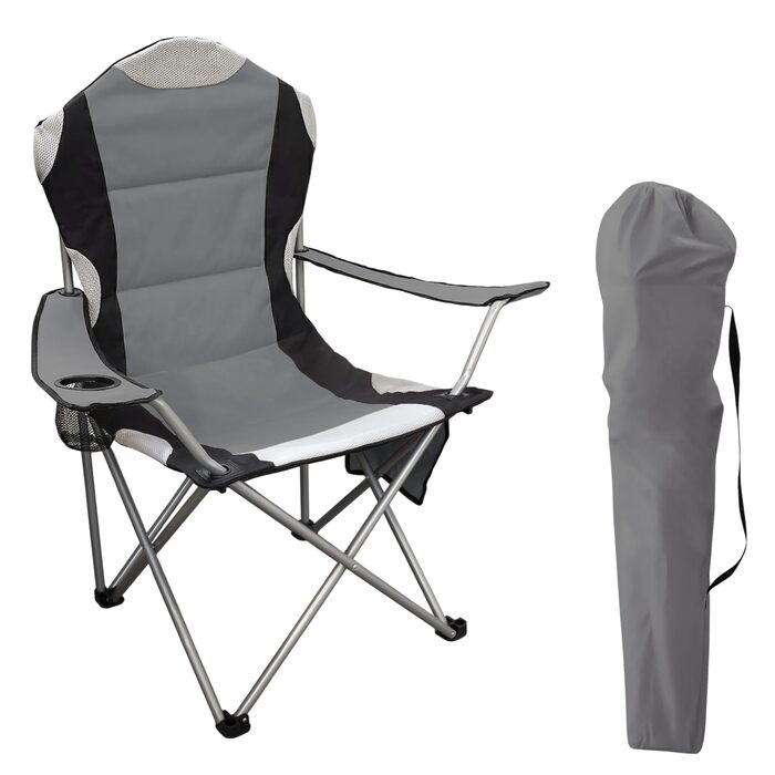 Крісло кемпінгове Spetebo XXL Deluxe антрацит, до 150 кг - широке, зручне, стабільне
