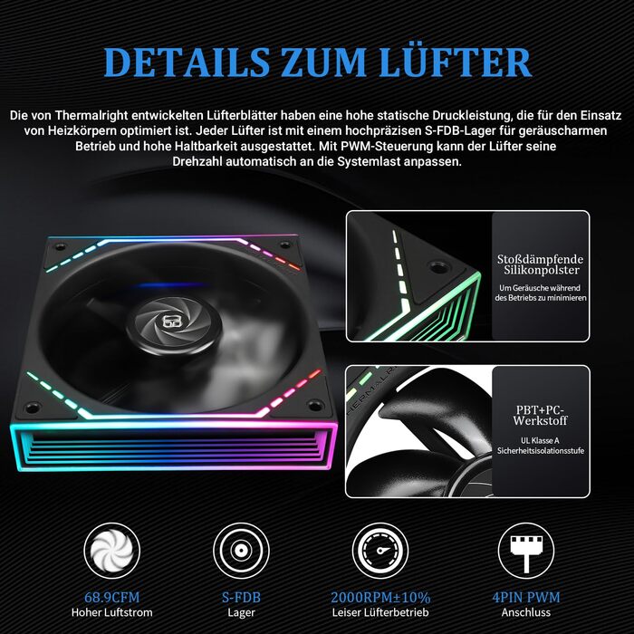Система водяного охолодження CPU Thermalright Frozen Infinity 240 BLACK з трьома вентиляторами PWM (2000 об/хв) для AM4/AM5, Intel LGA115X/2011/1700/1851