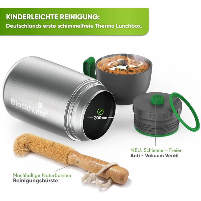 Термоконтейнер для їжі дитячий 530 мл, нержавіюча сталь, BPA-free, без витоку, з клапаном, для миття в посудомийній машині, сріблястий