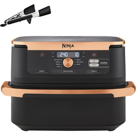 Ninja Foodi FlexDrawer Dual Zone Air Fryer - 7-in-1 with Removable Divider, Non-Stick Coating, Dishwasher Safe Basket, Black & Copper, AF500EUCP